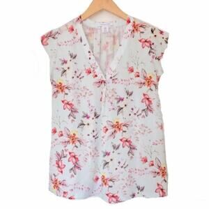 TABITHA WEBB Floral Garden Flutter Sleeve V Neck Blouse MEDIUM Ruffle Spring UK